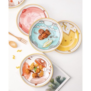Đĩa sứ tròn phi 20cm hoạt hình