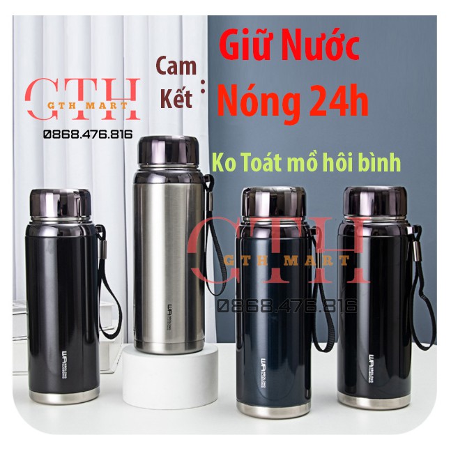 Bình Nước Giữ Nhiệt Nóng Lạnh Bằng Thép Cao Cấp 600ml-1200ml-1500ml-GTH MART