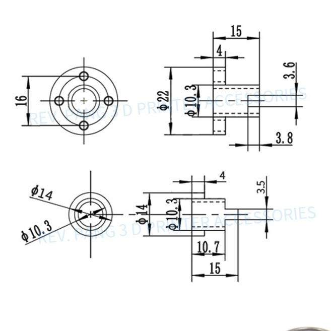 Đai ốc vitme  T8 Chống Trượt loại bước 2mm và bước 8mm