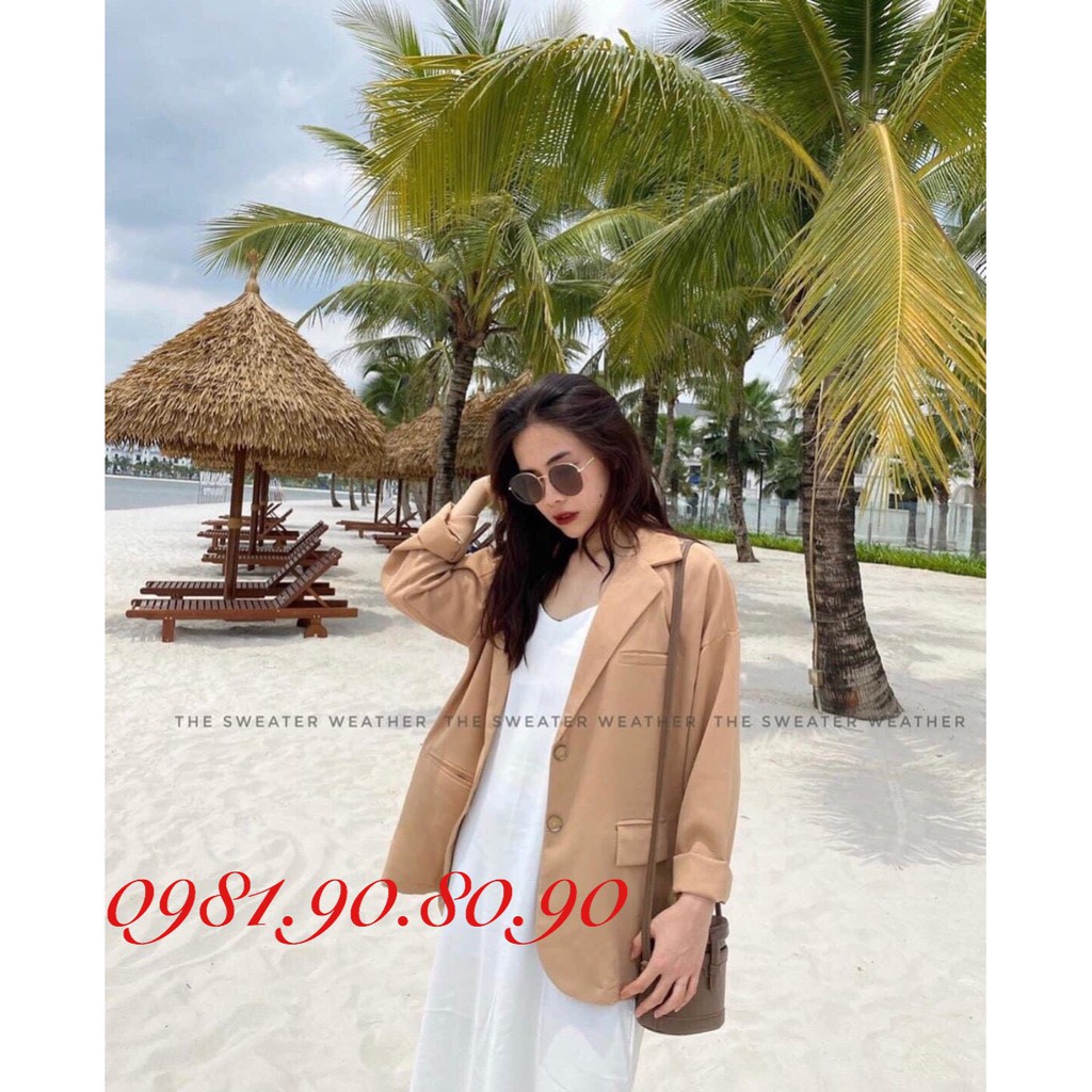 Áo khoác blazer dáng suông 2 khuy kèm túi nắp cực xinh