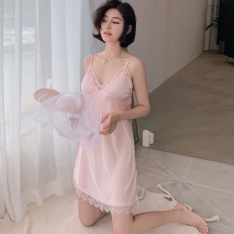 Đầm Ngủ Hai Dây Phối Ren Gợi Cảm Cho Nữ