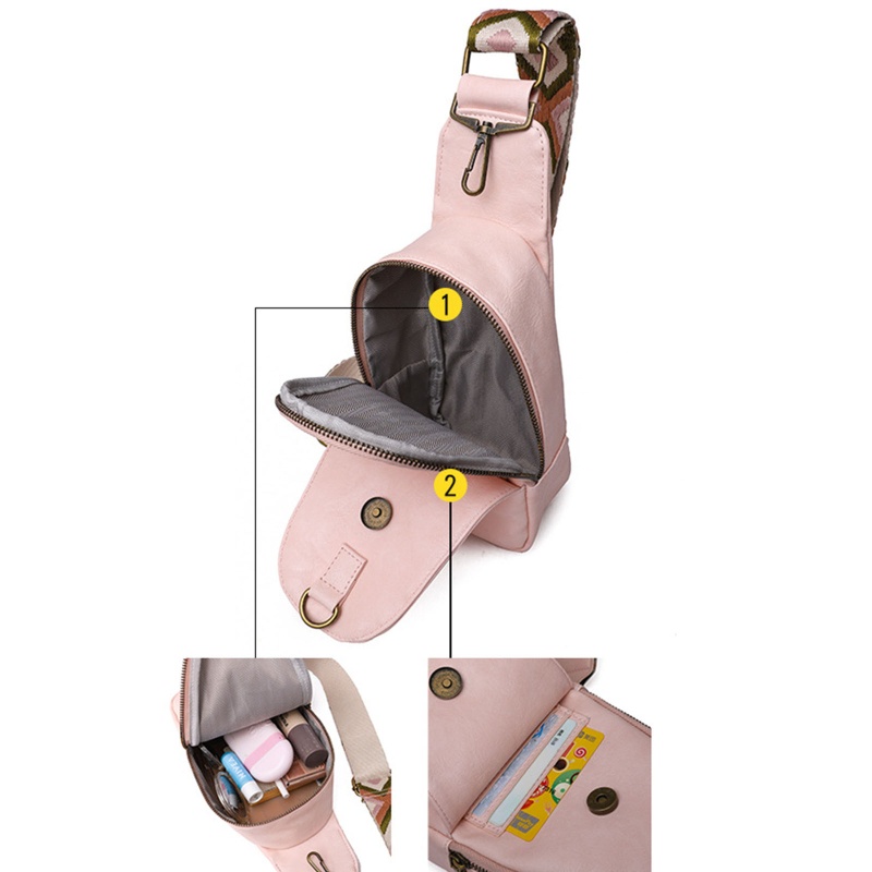 Túi Đeo Chéo Ngực Bằng Da PU Màu Trơn Sáng Tạo Dễ Phối Đồ Có Thể Điều Chỉnh Cho Hoạt Động Ngoài Trời