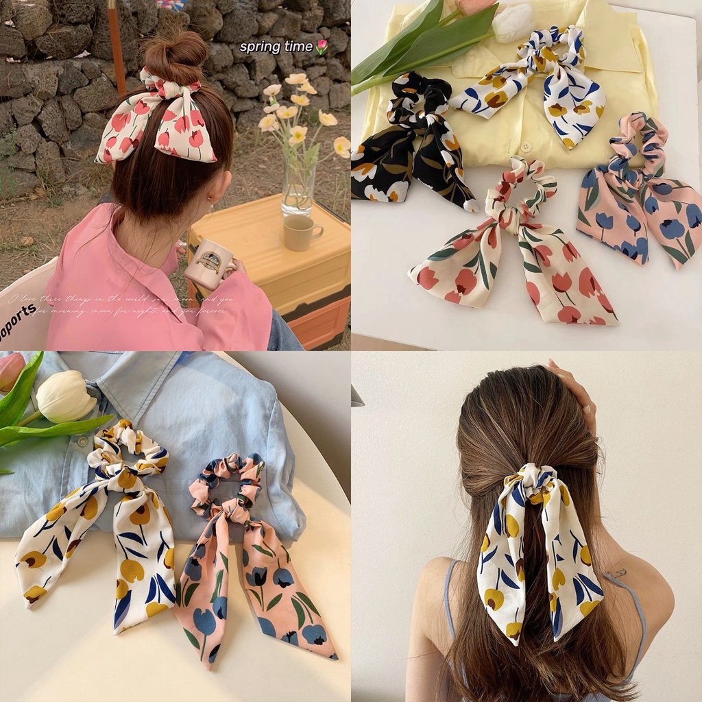 Dây Cột Tóc Hình Hoa Tulip Phong Cách Hàn Quốc Thời Trang Xinh Xắn Cho Nữ