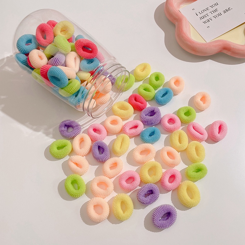 Set 100 Dây Chun Buộc Tóc Nhiều Màu Sắc Dễ Thương Cho Bé Gái