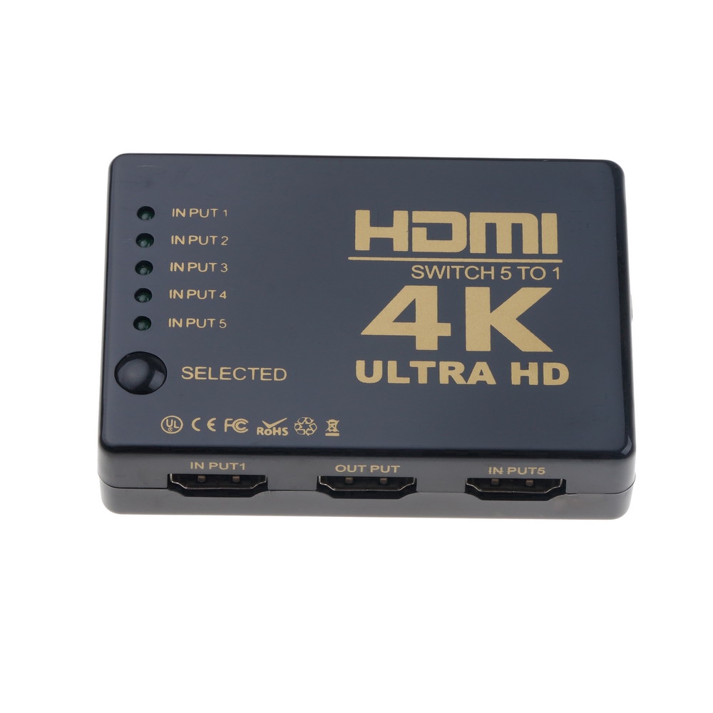 Bộ chia nguồn 5 trong 1 3D 1080P 5 cổng 4k HDMI + điều khiển HDTV tiện dụng