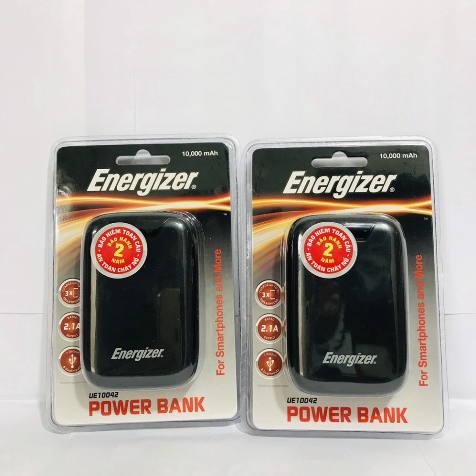 Sạc dự phòng Energizer UE10042 10,000mAh - Thiết kế siêu gọn nhẹ, 2 cổng input tiện dụng &amp; chuẩn sạc nhanh Fast Charge