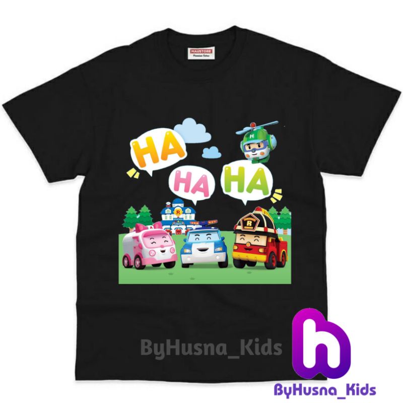 Áo thun cho bé trai và bé gái in hình hoạt hình Robocar Poly dễ thương, chất liệu cotton mềm mịn thoáng mát NTShirt 03