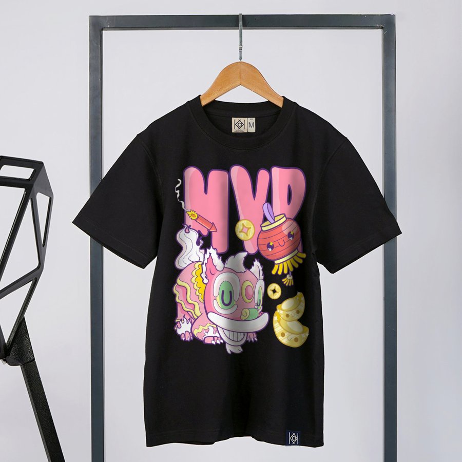 Áo Thun Nữ Unisex Mát Tay Lỡ Hình In Lân Hồng Tết 2023 Dễ Thương Áo Phông Cotton MVR Sản Xuất Tại Việt Nam KK1364