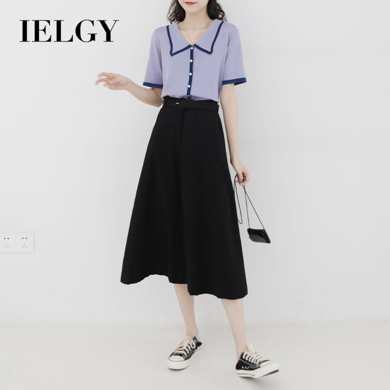 Áo sweater Dệt Kim Mỏng Tay Ngắn Dáng Rộng Màu Sắc Tương Phản Thời Trang Mùa Hè Cho Nữ