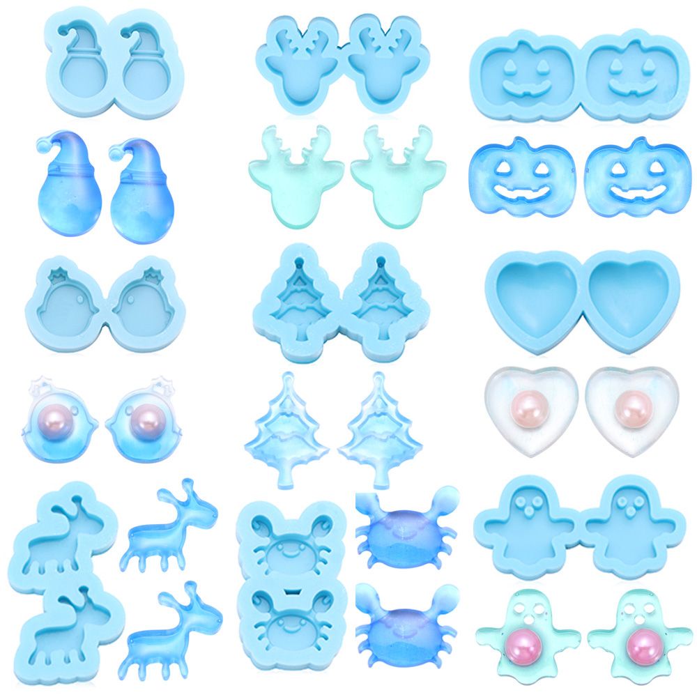 Khuôn Silicone Làm Khuyên Tai Resin Epoxy UV Hình Ông Già Noel Giáng Sinh DIY