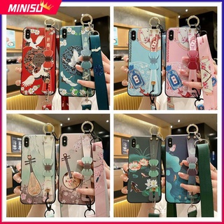 Ốp Điện Thoại Mềm Họa Tiết Hoa Vintage Có Dây Đeo Cho iPhone 13 13Pro Max