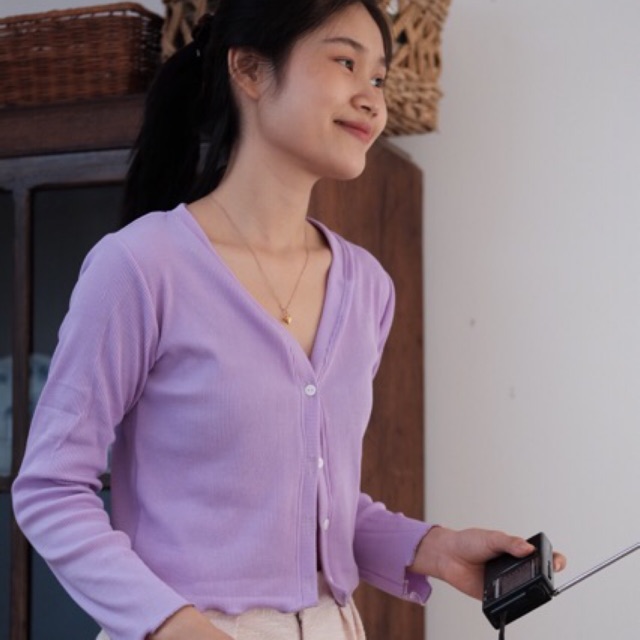 Alan Top áo thun nút dọc tay dài