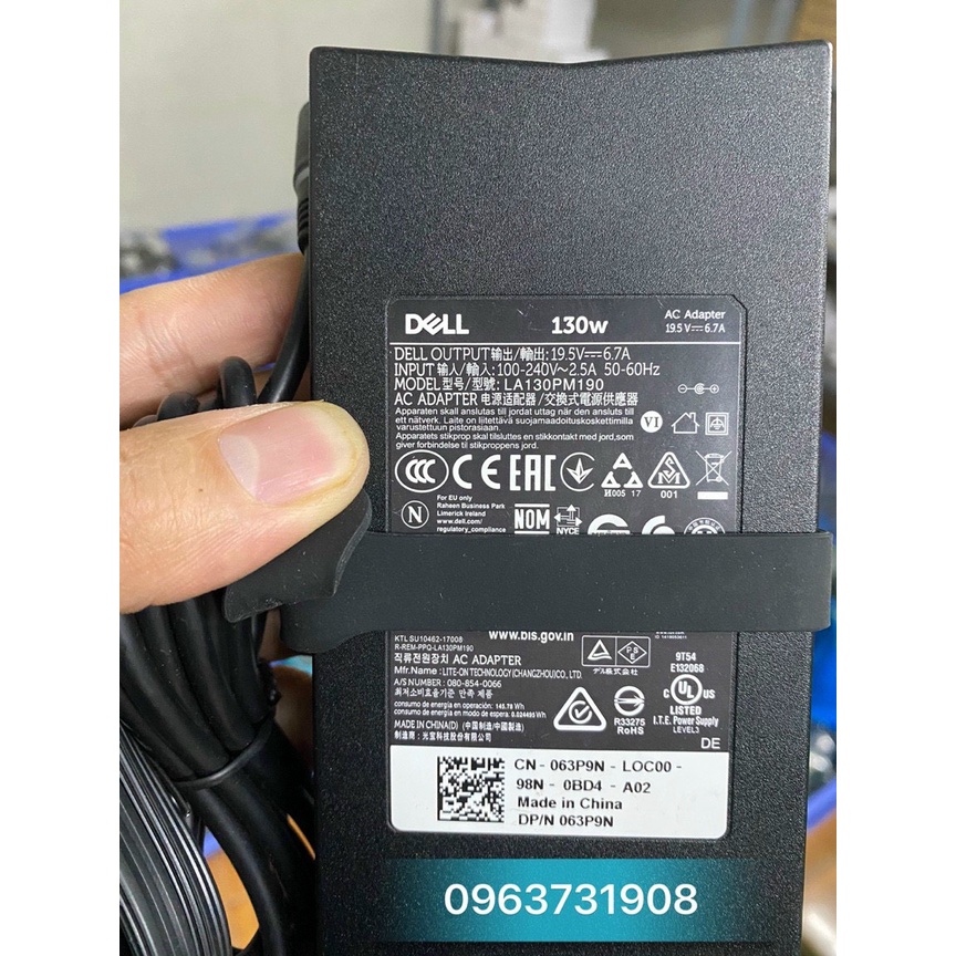 Sạc laptop DELL H3 3579 130W 19.5V-6.7A chính hãng Dell bóc máy