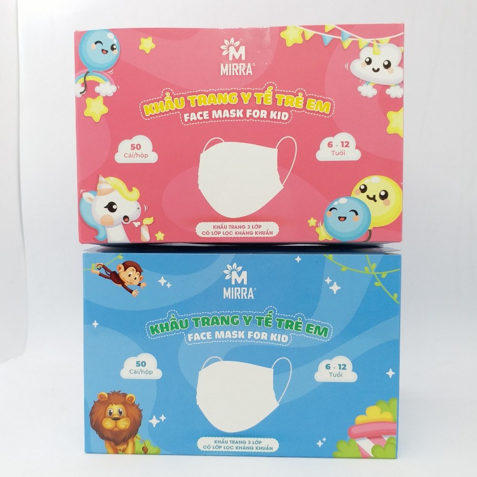 KHẨU TRANG Y TẾ TRẺ EM THƯƠNG HIỆU MIRRA CHO BÉ TỪ 6-12 TUỔI (hộp 50 cái) | BigBuy360 - bigbuy360.vn