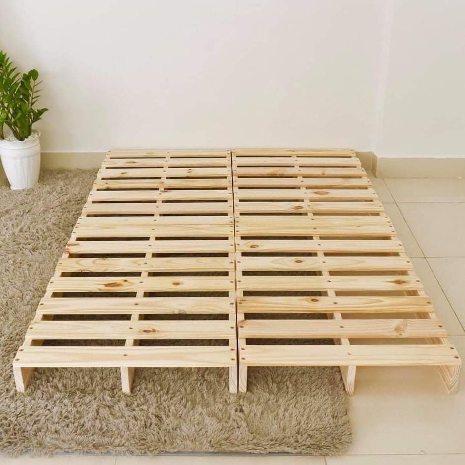 Giường Gỗ Thông Gấp Gọn / Giường Pallet 1m8x2m - 10cm