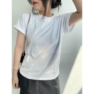 BASIC TEE - Áo thun trơn cổ tròn form vừa HEIBYHER