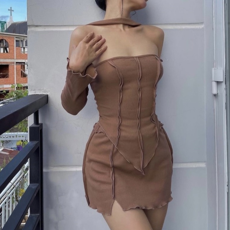 Set Y2K Áo Và Chân Váy Siêu Sexy