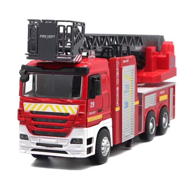 Ảnh thật  Mô Hình 1:32 Xe Thang Cứu Hoả Fire Dept 23cm