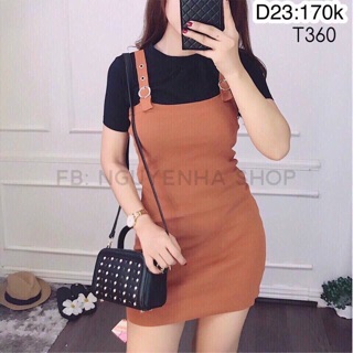 Đầm thun gân 2 dây body