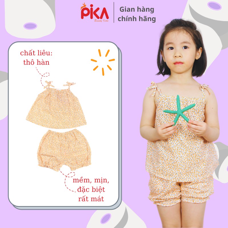 Bộ bé gái -Pika kids- chất liêu thô mềm, mát, mịn cho bé 1-6 tuôi