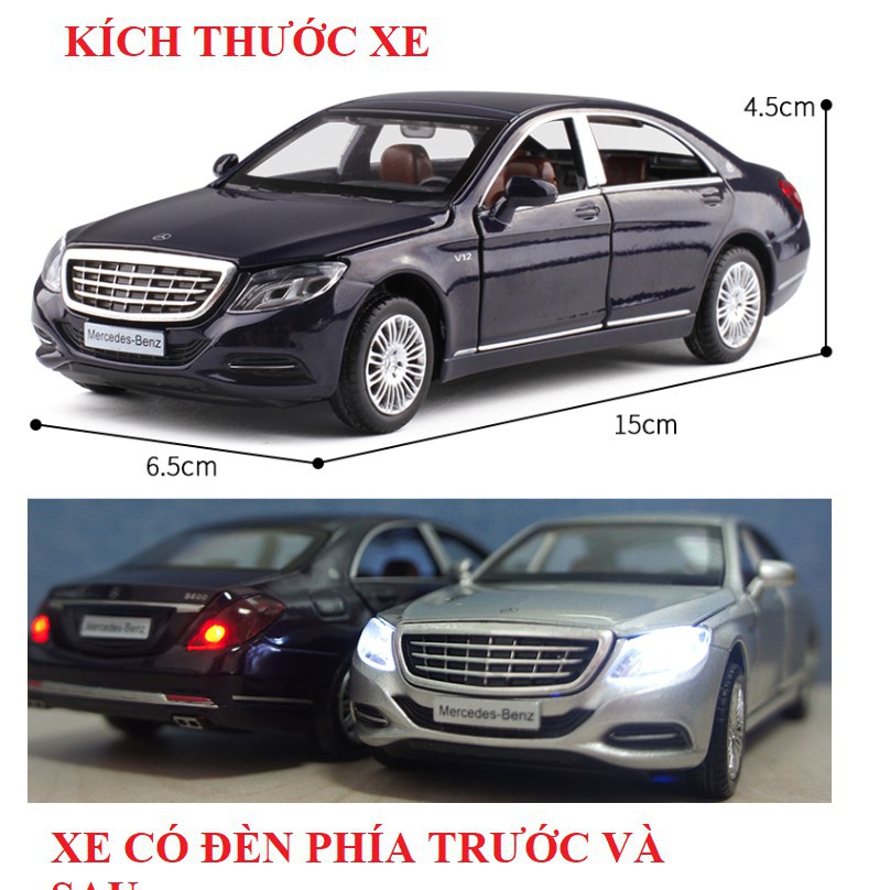 Xe ô tô Mercedes Benz S600 bằng sắt chạy cót có âm thanh và đèn mở các cửa xe hàng Quảng Châu