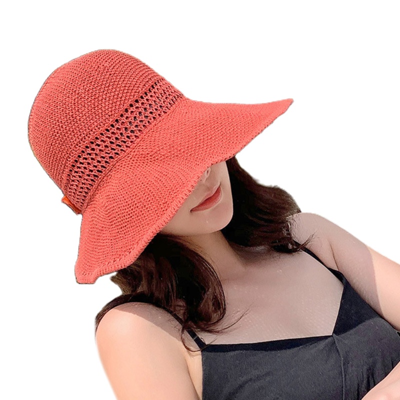 Xiangbao Mũ Vành Rộng Chống Nắng Đi Biển Mùa Hè Có Thể Cuộn Lại Phối Lưới Thắt Nơ Ngọt Ngào Cho Nữ