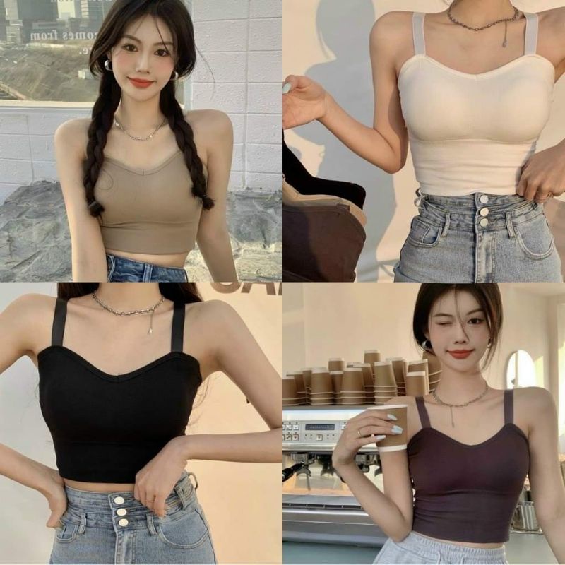 Áo lót nữ, áo bra nữ kiểu croptop ba lỗ có mút ngực, chất vải co giãn cực xinh mặc đi chơi, tập gym, tập yoga
