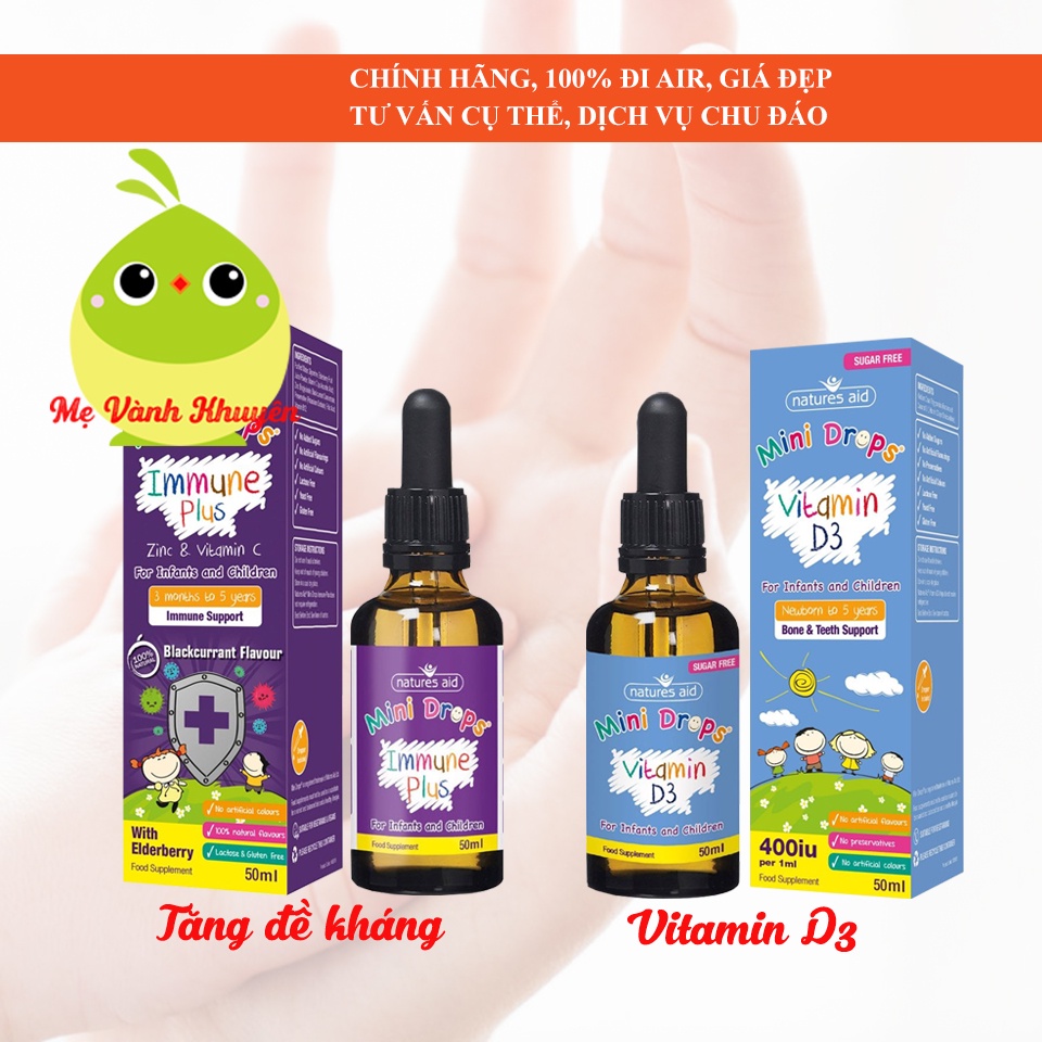 Tăng cường sức đề kháng Natures Aid Mini Drops Immune Plus, UK