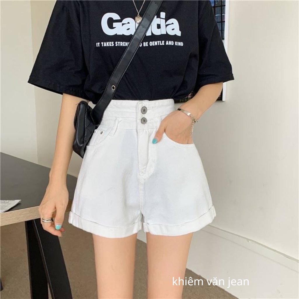 Quần short lưng cao chất kaki,quần đùi lững 2 nút dáng chữ A lai lật ( mã SK 1204 )