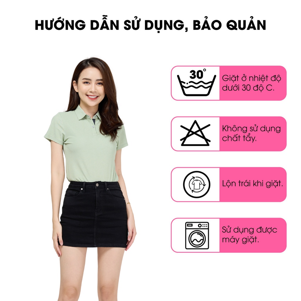 Áo phông polo nữ YODY phối nẹp vải vỏ hàu cổ đức kháng khuẩn khử mùi chống tia cực tím APN5000