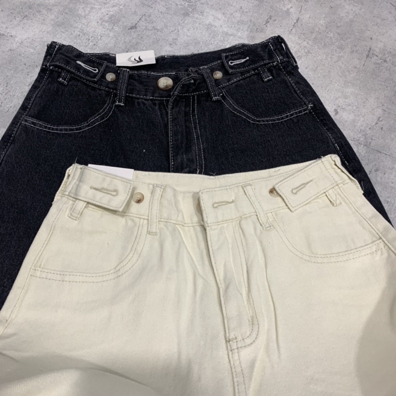 Quần jeans suông 8397 màu đen và kem