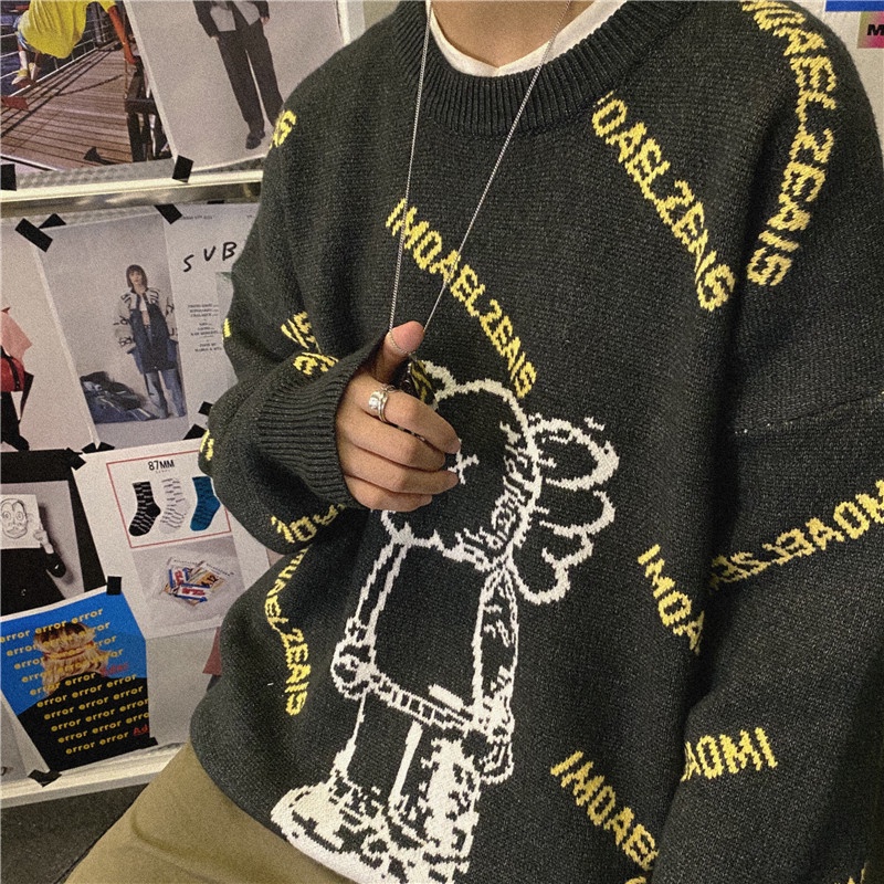 Áo Sweater Dày Dặn In Họa Tiết Hoạt Hình Phong Cách Hàn Quốc Thời Trang Thu Đông Cho Nam Và Nữ