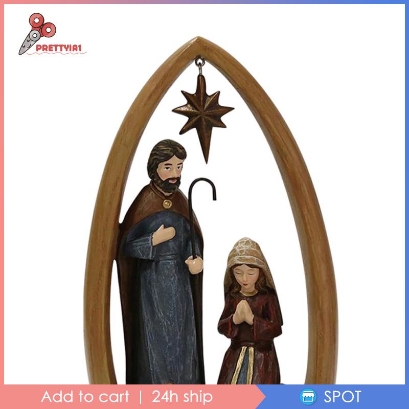 [Prettyia1] Mô Hình Giáng Sinh Bằng Nhựa Resin Thủ Công Kích Thước 24.5x16x5.2CM