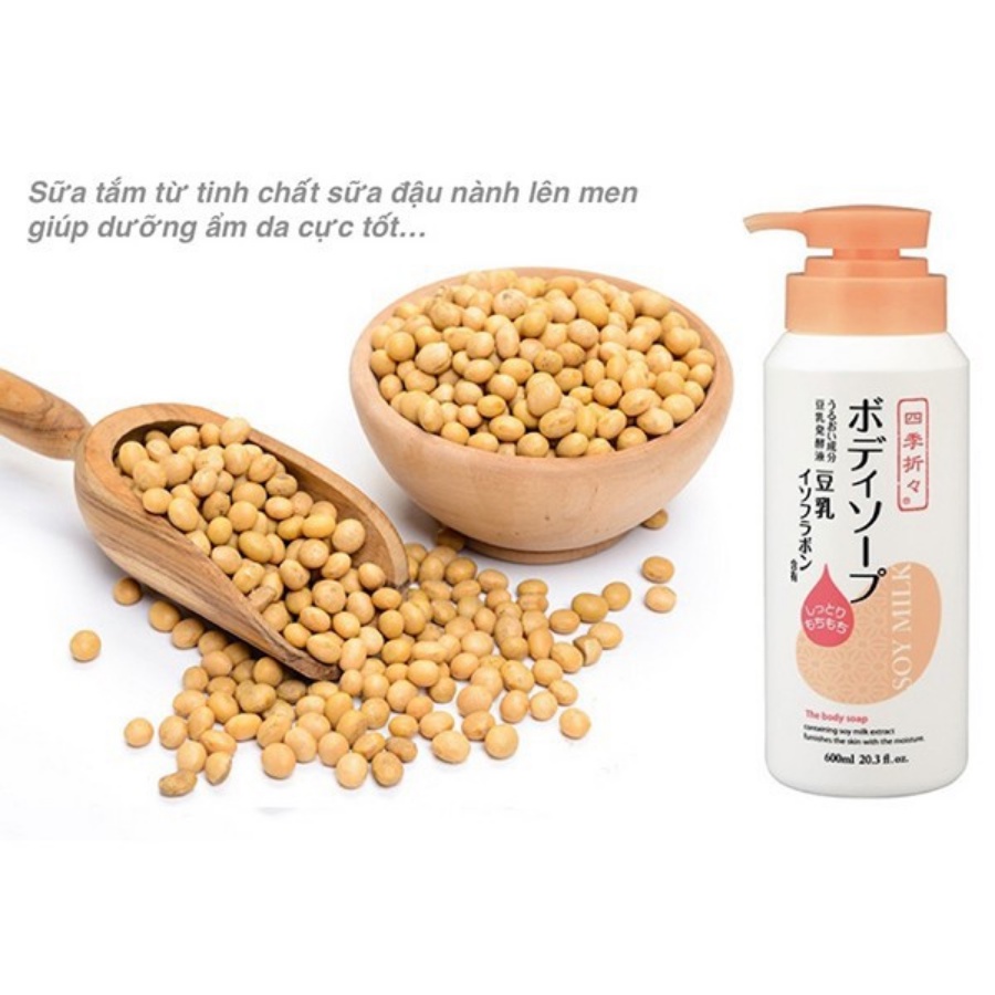 Sữa tắm đậu nành Kumano Soy Milk Shikioriori dưỡng ẩm, trắng da Nhật Bản 600ml - Bahachiha