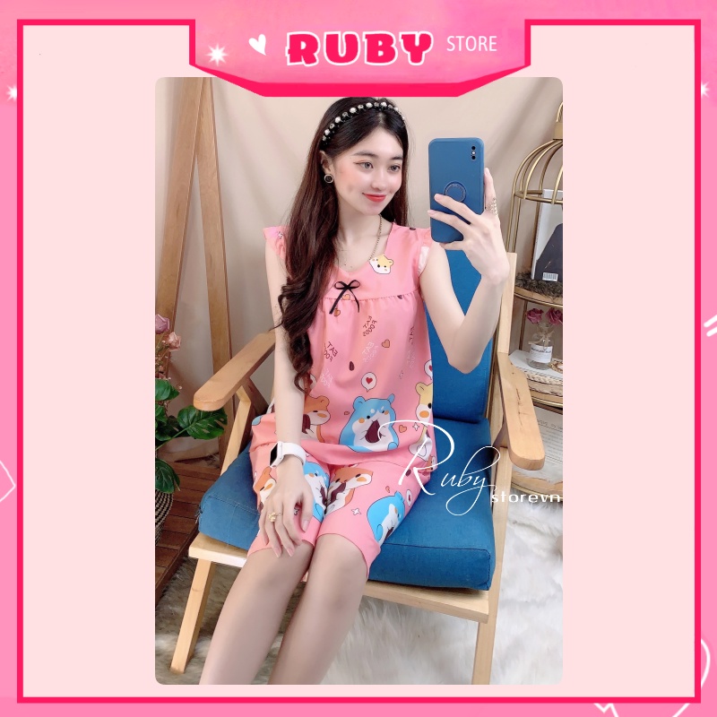 Đồ bộ nữ mặc nhà Họat Hình chất kate mềm mịn mát, họa tiết dễ thương Free Size Dưới 47KG ❤ Rubystorevn