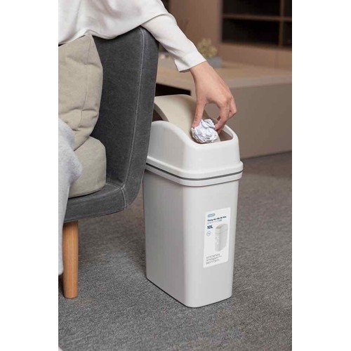 Thùng rác nắp lật có lõi Hiro Nhật Bản 10L (hàng xuất Nhật) công nghệ Ag+ (ion bạc) kháng khuẩn khử mùi