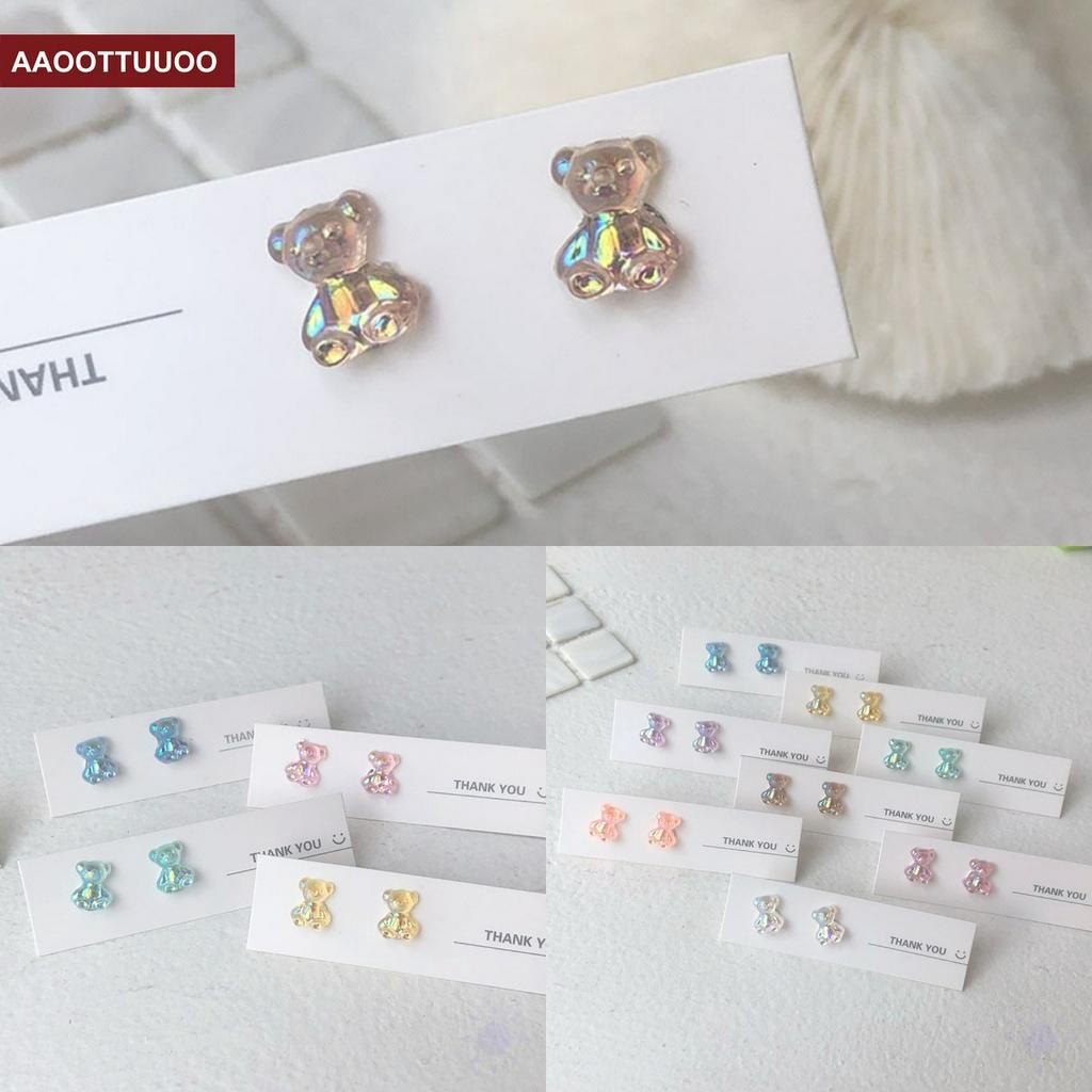 Khuyên Tai Tạo Hình Gấu Hoạt Hình Phong Cách Hàn Quốc Nhiều Màu Tùy Chọn