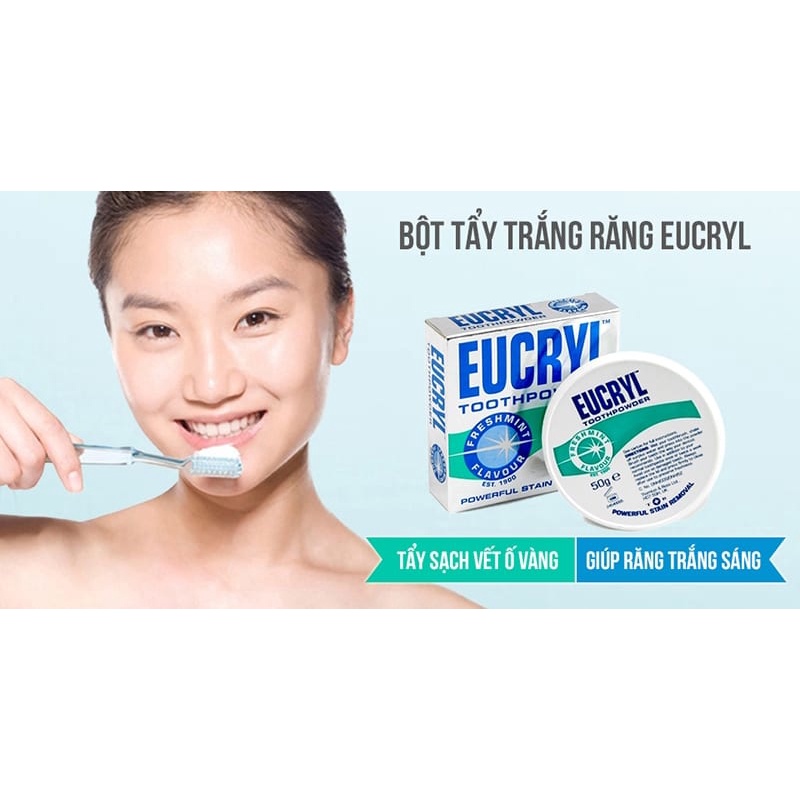 Bột Trắng Răng EUCRYL Hương Bạc Hà 50g Tooth Powder Freshmint