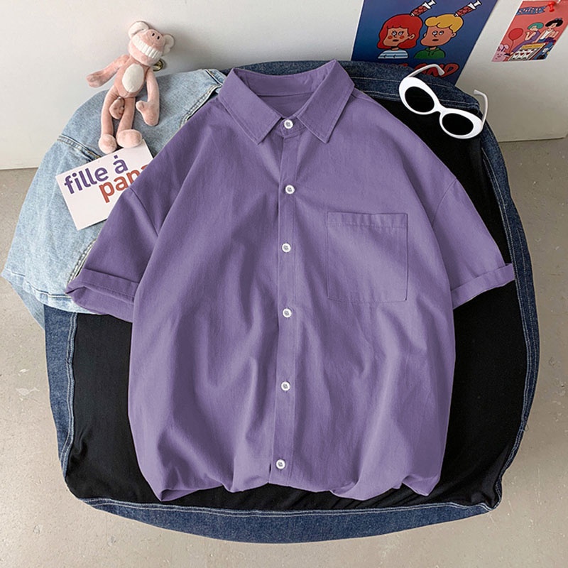 Áo Sơ Mi Tay Ngắn Màu Sắc Đơn Giản Thời Trang Mùa Hè Theo Phong Cách Hàn Quốc Cho Nữ