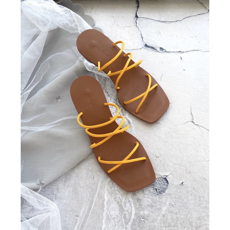 Sandal nữ cao gót dây mảnh chéo thời trang gót trong suốt cao 5cm