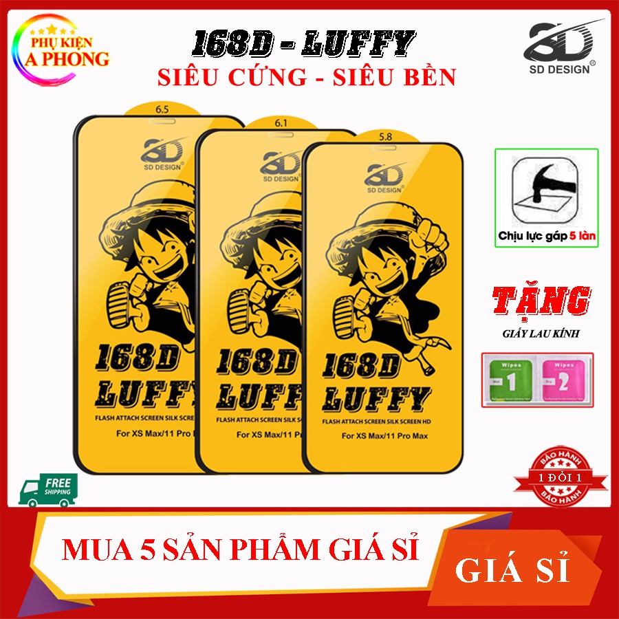 [Mua 5 giá sỉ] Cường lực iPhone 168D chính hiệu LUFFY - SD ip 6/6splus/7/7plus/8/8plus/x/xr/Xsmax/11promax/12/12promax