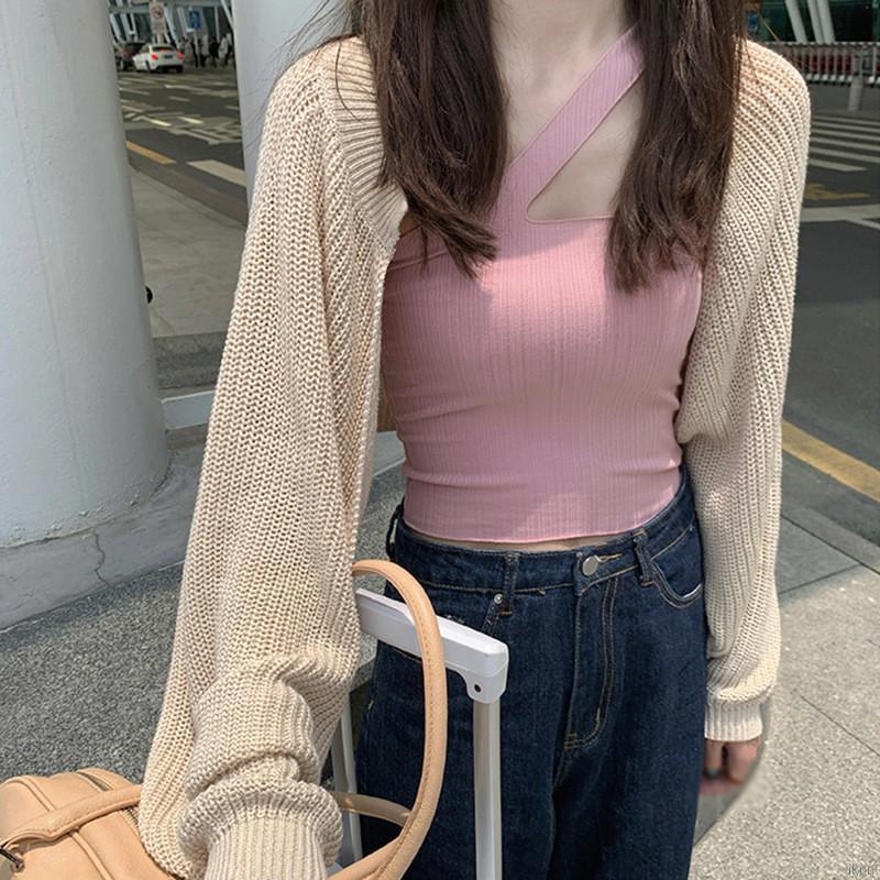 Áo cardigan len mỏng dáng ngắn ôm eo dễ phối đồ cho nữ