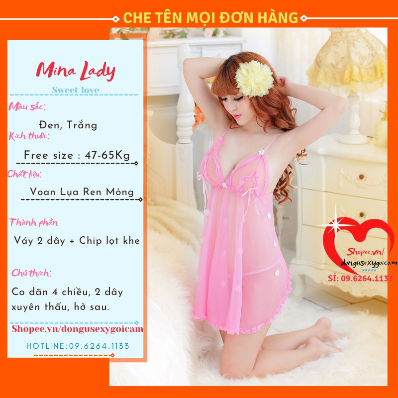 Đầm ngủ sexy nữ gợi cảm xuyên thấu mỏng kèm quần lọt khe hâm nóng tình yêu nhiều màu 45 - 65 Kg (VOAN)