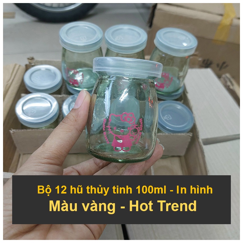Bộ 12 hủ thủy tinh làm sữa chua 100ml