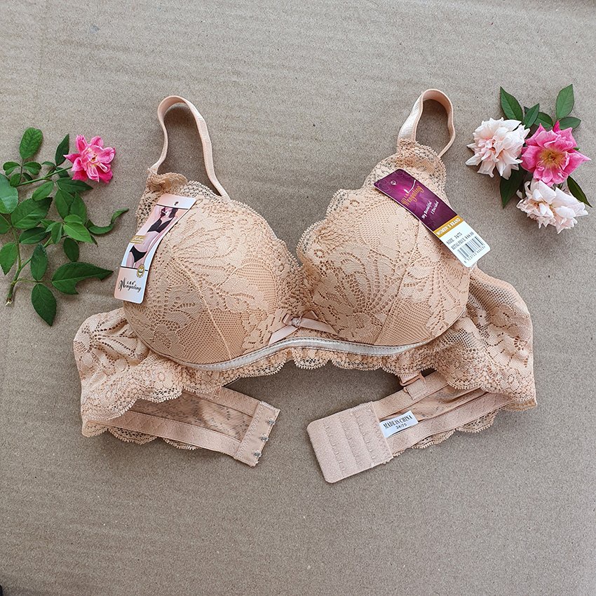 Áo lót nữ 3311 - Ren không gọng - Nâng ngực - Cup chéo - Họa tiết ren hoa