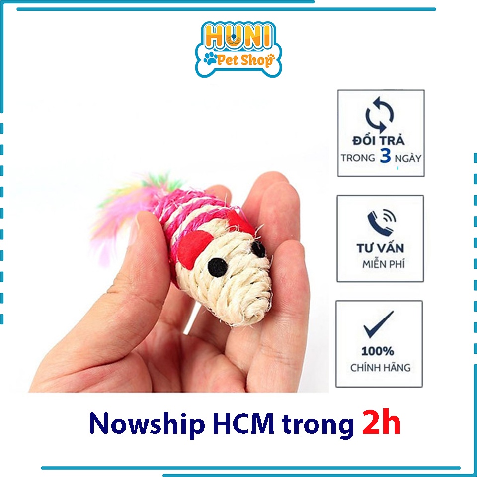 Đồ Chơi Cho Mèo Con Chuột Cói Có Đuôi Lông Cho Mèo Đồ chơi vờn bện cói dễ thương HUNI PETSHOP