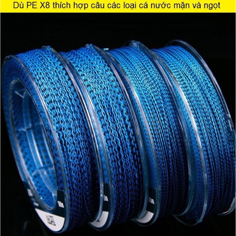 Dù Câu Cá  PE X8 Siêu Bền. tặng kèm 20k Dù Câu Cá 3D Tàng Hình, Không Xù, Tải Cá Tốt. Tặng Kèm Hộp Lưỡi Câu Đơn 20k