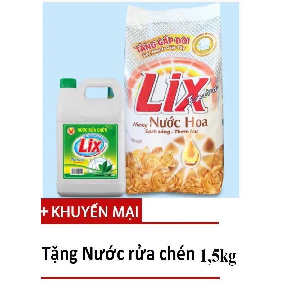 [Beman123]  Bột giặt Lix hương nước hoa 5,5kg tặng nước rửa chén 1,5kg