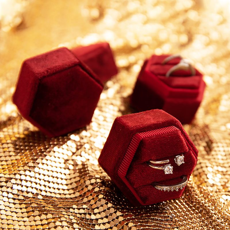 Hộp Đựng Nhẫn Hình Lục Giác / Đôi Phong Cách Vintage Đẹp Mắt Giá Đỡ