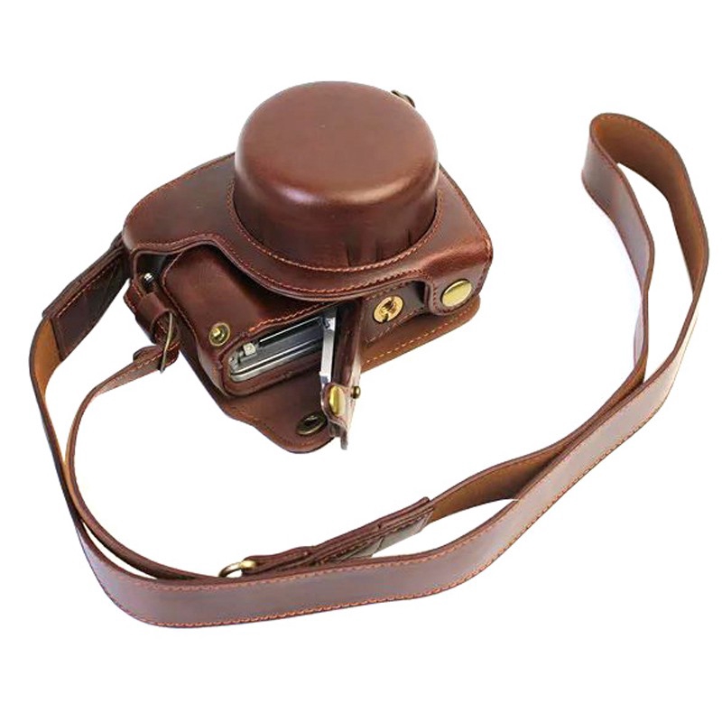 Bộ túi da PU đựng camera bảo vệ cho Panasonic Lumix GF7 GF8 GF9 GF10 có ngăn mở pin